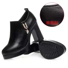 Sapatos de plataforma antiderrapante de couro macio para mulheres, boca profunda - loja online