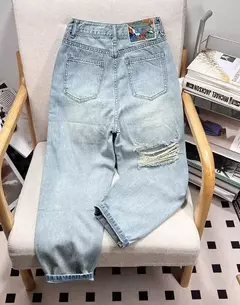 Calça harém feminina de cintura alta na moda, jeans estilo coreano, emagrecedora, solta, rasgada, 9 pontos, nova chegada, outono