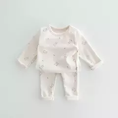 Conjunto de pijama de algodão puro para crianças, terno de pijama infantil, loungewear para meninos e meninas, 1-6 anos