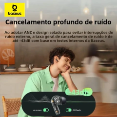 Baseus Bass EP10 NC -43dB com cancelamento de ruído ANC True Wireless Fones de ouvido Bluetooth 6.0 Fones de ouvido intra-auriculares sem fio 4 microfones ENC - Wolf Magazine