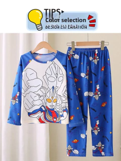 Pijamas de seda de leite de manga longa das crianças design dos desenhos animados roupas para casa adequado primavera verão estilo fino roupas de ar condicionado