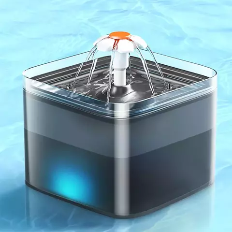 Fonte de água automática para cães e gatos, 2l, com iluminação led, usb, dispensador de água para animais de estimação com fio de recircular para alimentador de animais de estimação