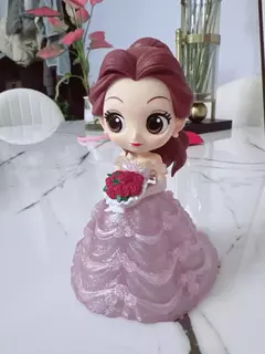 Genuine bandai qposket casamento vestido versão disney princesa anime figuras figura de ação coleção modelo brinquedo presente para crianças - loja online