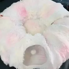 Cama de gato de pelúcia com túnel para gatos internos Cama de túnel de gato multifuncional com olho mágico Cama de gato de rosquinha fofa com túnel
