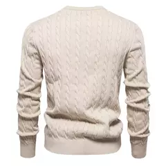 AIOPESON-Suéteres masculinos de algodão bordados em girafa, pulôver com gola redonda, clássico estampado torção, malha masculina na internet