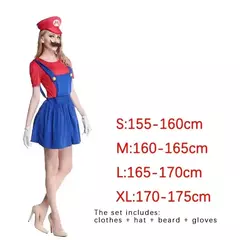 Jogo marios super luigi irmãos uniforme conjunto cosplay trajes engraçado anime adulto homem macacão mulher vestido traje de halloween - comprar online