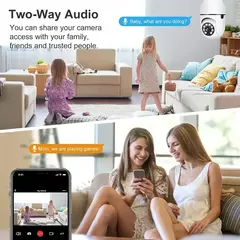 Imagem do E27 lâmpada de vigilância ao ar livre câmera segurança automática visão noturna cor indoor detecção movimento foco zoom câmera wi-fi