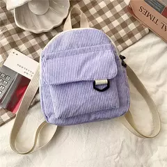 Mini mochila feminina, mochila escolar de veludo simples pequena, grande capacidade, mochila feminina durável, monocromática, casual, viajando, moda - loja online