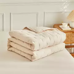 Imagem do Conjunto de colcha acolchoada branca, capa de cama fina com fronha, cáqui sólido, EUA, Reino Unido, tamanho AU, cobertor de colcha de verão, cama de hotel, 2/3 peças