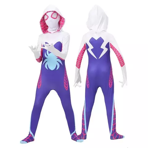 Adulto crianças gwen stacy aranha traje gwenstacy cosplay super-herói bodysuit macacão feminino meninas halloween roupas de natal presente