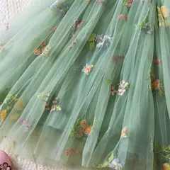 Vestido de malha bordado feminino, Alça de fada, Asas de arco traseiro, Princesa, Aniversário, Doces Bebés, Verão