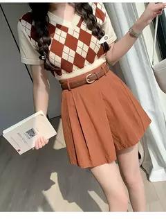 Shorts femininos casuais de cintura alta linha A saias, calças femininas soltas irregulares e chiques, moda verão, novo, 2024 - comprar online