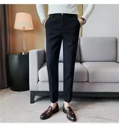 Calça waffle stretch masculina, calça reta justa, terno de festa social, roupa formal, alta qualidade, nova moda, 2022 - comprar online