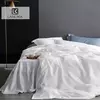 Lanlika-Luxo Natureza Branco Conjunto De Cama, Capa De Edredão, Lençol Plano, Roupa De Cama, Fronha Para Dormir, Duplo, Rainha, Rei, 100% Seda, Presente