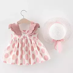 Conjuntos de roupas de verão para bebês, vestido sem mangas, calças curtas e vestido, patchwork listrado, fofo, 6-24M, 2 pcs, 2023