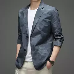 Blazers e roupas de peito único para homens, jaqueta grande, casacos casuais, roupas da moda, plus size, azul, nova primavera - Wolf Magazine
