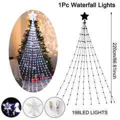 LED Star Waterfall Lights para o Natal, luzes de corda, enfeites de árvores, decorações, ano novo, 2025, 2024 - comprar online