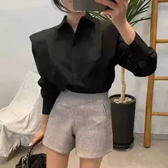 Blusas soltas de mangas compridas femininas, camisa chique, tops elegantes de rua, blusas de escritório OL, novas, outono, 2023 - loja online