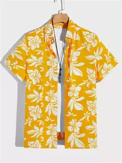 Imagem do Camisa de praia de manga curta masculina, estampada flores 3D, tops respiráveis, festa ao ar livre, verão, novo, S-5XL, 2022