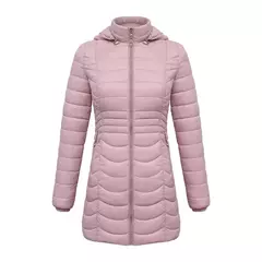 Imagem do Santelon mulheres longo parka quente para as mulheres ultraleve casaco casaco acolchoado puffer com capuz destacável roupas outwear leve