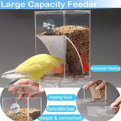 Imagem do Sem bagunça alimentadores de pássaros automático alimentador de papagaio bebedor de sementes acrílicas recipiente de alimentos gaiola acessórios para periquitos pequenos e médios