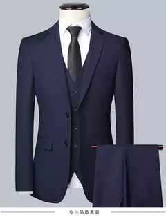 Alta qualidade (blazer + colete + calças) homens simples negócios elegante moda entrevista de trabalho cavalheiro terno fino 3 peças terno - loja online