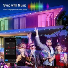 Imagem do Smart Eaves Permanent Outdoor LED Lights, RGB Light, IP65 impermeável String com aplicativo remoto, DIY Music Sync Timer, House Christmas