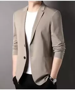 Blazer casual fino de seda gelo masculino, roupa masculina, manga comprida, tamanho grande, blazers sólidos finos, protetor solar, moda verão, primavera - loja online