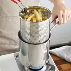 Conjunto de frigideira japonesa, Fritadeira com economia de óleo profunda, Cozinha de alta temperatura, Cesta de Frango Tempura, Cozinhando Ferramentas, Aço Inoxidável 304 - loja online