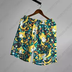 Calção de bolso casual masculino com cordão, desenho animado animal engraçado, streetwear respirável, calça praia, moda verão - comprar online
