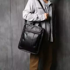 Maleta de couro retrô para homens, couro natural, bolsa vertical, bolsa de ombro casual, mochila masculina, adequada para laptop de 15 ", NZPJ - comprar online