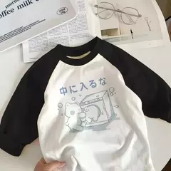 T-shirt de manga comprida para menino e menina, top de algodão puro, design cartoon, novo outono e inverno - comprar online