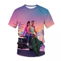 Camisetas gráficas Grand Theft Auto VI masculinas, Boy Streetwear, Tops masculinos casuais, Roupas impressas 3D do jogo GTA 6, Novos jogos - Wolf Magazine