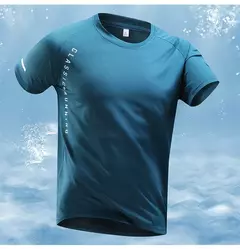 CHRLCK-Camiseta masculina de corrida, seda gelo, top fino, secagem rápida, mang - comprar online