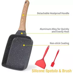 Antiaderente Tamagoyaki Pan, Omelete Japonesa Egg Pan, Pan retangular do rolo de ovo, alça anti escaldante destacável para todo o fogão - comprar online