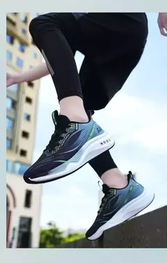 Sapatilhas esportivas casuais masculinas, Sapatilhas populares de malha de peixe, Tênis de corrida respiráveis, Moda - loja online