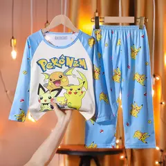 Pijamas Pokémon unissex para crianças, roupas da moda para meninos e meninas, crianças e meninas
