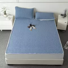 Tapete e fronha de látex espesso macio, Conjunto de cama liso, Lençol Cool Feeling, Capa de colchão de resfriamento, Verão, 2 pcs, 3pcs - comprar online