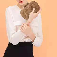 Bolsa de embreagem para mulheres, Bolsa de Raffia para senhoras, Bolsa de noite, Crochet Crossbody Bags, Ombro de praia, Verão, Saco de mão tecido luxuoso - Wolf Magazine