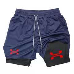 Shorts esportivos de malha rápida seca para homens, corrida, treino, compressão, corrida, fitness, ginásio, desempenho, casual, verão, 2 em 1 - Wolf Magazine
