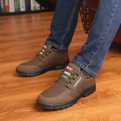 Botas de couro antiderrapante masculinas, tênis de lazer, sapatos de lazer, manter aquecido, algodão, luxo, inverno - Wolf Magazine