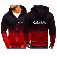 Gamakatsu Pesca Impresso Gradiente Camisola para Homens, Harajuku Zipper Hoodie, Vestuário de Moda Bonito, Top Sportswear - Wolf Magazine