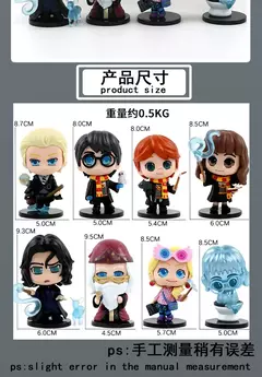 Harry Potter figura definida para decoração de carro, Hermione, Ron, Dumbledore, Snape, Luna, Malfoy, boneca de brinquedo, novo, 8pcs, conjunto, 2024 - loja online