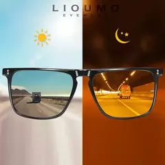 Óculos de sol fotocromático quadrado para homens e mulheres, óculos de sol polarizados para condução, visão diurna e noturna, antirreflexo, marca