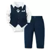 Bodysuit de manga comprida para bebé, conjunto cavalheiro, roupa infantil de 1 ° aniversário, roupa de algodão recém-nascido, outono, primavera