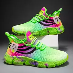 Tênis de corrida respirável para homens e mulheres, tênis antiderrapante para casal, calçados casuais para caminhada, calçados coloridos, flexíveis, na moda, 2024 - comprar online
