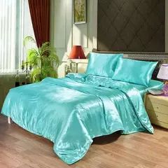 Conjunto de cama de seda cetim para cama queen e king size, capa de edredão de luxo, lençol plano e equipado, edredão, 4 PCs, 30 PCs - loja online
