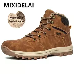 Botas de neve de pelúcia impermeáveis para homens, tornozelo, sapatos ao ar li - Wolf Magazine