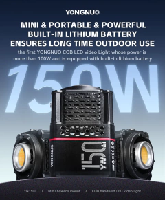 Yongnuo yn150 yn150li yn150s 2700-6500k 150w mini montagem bowens portátil cob led luz contínua para retrato tiro de casamento - comprar online