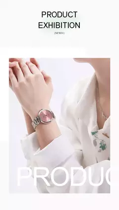 Imagem do Naviforce relógio de pulso feminino, pulseira de aço inoxidável, impermeável, quartzo, romântico, marca superior, 2023